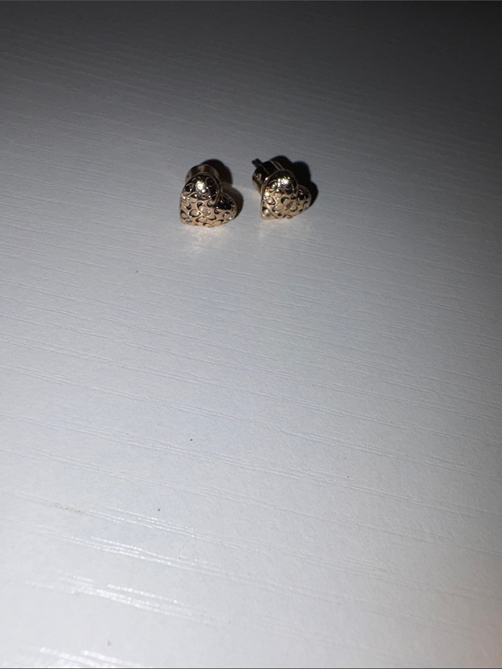 COACH Faux Stone Signature Quilted Heart Stud Earrings
